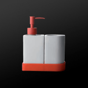 Hygienický set Duo Rojo (dávkovač na mýdlo a pohárek)