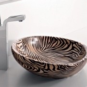 Umyvadlo na desku Biko oranžovo-černá zebra (Etnická kolekce)