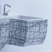 Bidet závěsný  Olympic s bílo-černým dekorem