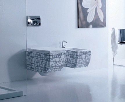 Bidet závěsný  Olympic s bílo-černým dekorem