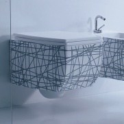 WC závěsný Olympic s bílo-černým dekorem