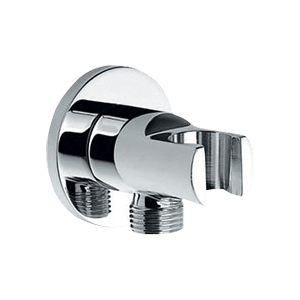 Držák sprchy kulatý, pevný, s vyústěním, chrom