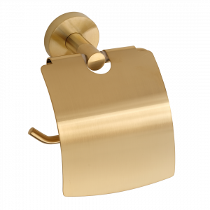 Držák na toaletní papír PVD s krytem | zlatá mat