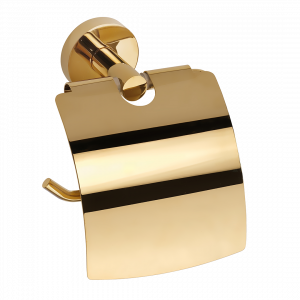 Držák na toaletní papír PVD s krytem | zlatá lesk