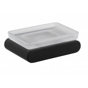 Držák na mýdlo Lounge s skleněnou mýdlenkou | černá mat