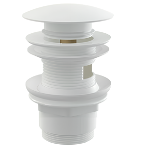 Výpust umyvadlová click/clack celokovová | 905 | velká zátka | S | bílá mat