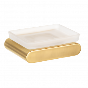 Držák na mýdlo Lounge s skleněnou mýdlenkou | zlatá mat
