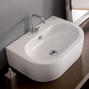 Umyvadlo FLO 600 x 420 x 165 | na desku nebo závěsné | s otvorem pro baterii