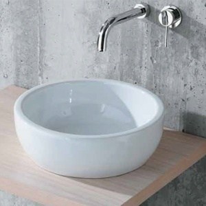 Umyvadlo BACINELLO TONDO 410 x 410 x 130 | na desku | bílé