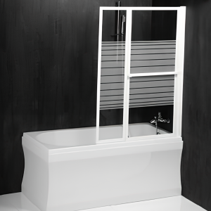 Vanová zástěna VENUS 2 | 1060 x 1400 | bílý rám | potištěné sklo