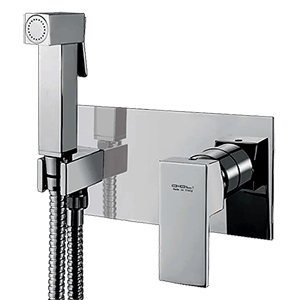 Bidetová baterie | s bidetovou sprškou | podomítková | hranatá | černá lesk | UNIKA