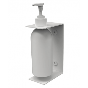 Kovový nástěnný držák s lahví a pumpičkou do koupelny Lugano | S | bílá