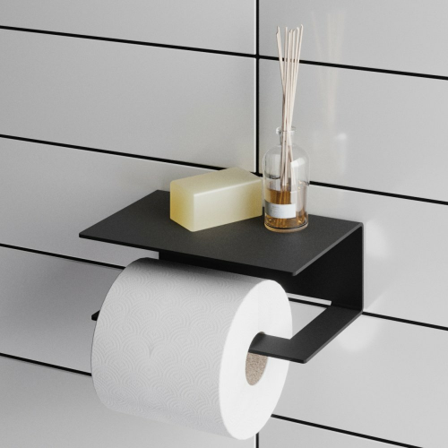 Kovový nástěnný držák na toaletní papír Lugano | S | pravá | černá