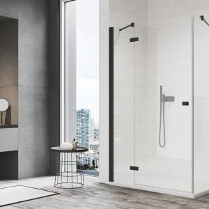 AN13 | Sprchová zástěna - Jednokřídlé dveře s pevnou stěnou v rovině | ANNEA BLACK | 1100x2000