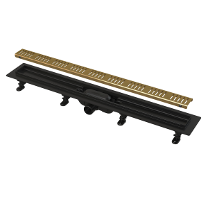 Liniový podlahový žlab | 550 | černá/mosaz | Simple