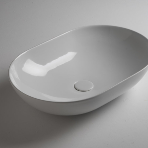 Washbasin BALISONG 600 x 400 x 150 mm on the board oval | Black mattte