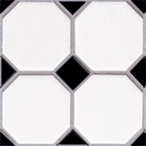 Keramická Mozaika OCTAGON | 57x57 mm | bílá mat rozeta černá lesk