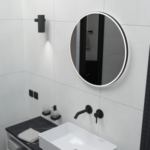 Koupelnové podsvícené LED zrcadlo ZPC | 600 x 600 mm | černá | senzor