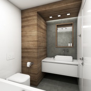 Návrh koupelny - Pohled na umyvadlo a toaletu