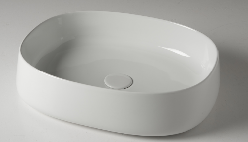 Umyvadlo JUMPER | 500 x 400 x 130 mm | na desku | oblé | Bílá lesk