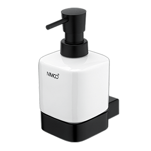 Dávkovač na mýdlo Kibo s keramickou nádobkou | černá mat