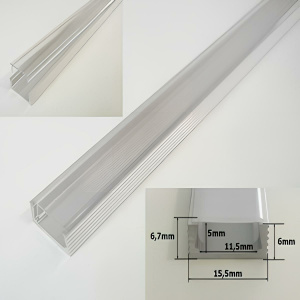 Mikro 2 | Nástěnný hliníkový stříbrný profil pro LED pásek + difuzor nacvakávací | opál | 1m