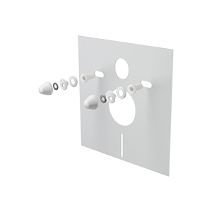 Noise isolation for wall-hung WC toilets and bidets accessories including cover cap (white)