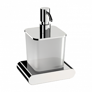 Soap dispenser with a cup of Lounge collection - frosted glass | stainless steel color