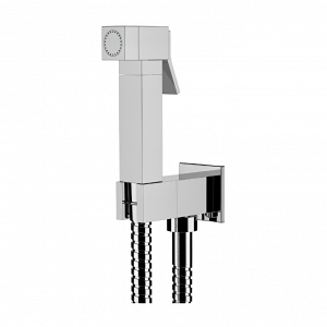 Nástěnný ventil s ruční bidetovou sprškou a bezpečnostní pojistkou | hranatý | chrom