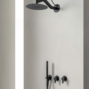Sprchový set SWING | podomítkový pákový | se závěsnou hlavicí Ø200 | černá mat