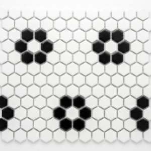 Keramická Mozaika HEXAGON bílá-černá | 23x23 mm | mat