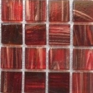 Mozaika ATON - červená s měděnkou | 20x20x4mm | žíhaná