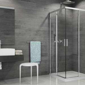 TBFAC | Sprchová zástěna - Rohový vstup s dvoudílnými posuvnými dveřmi - bezbariérový | TOP-LINE | 900 x 900 x 1900 | Rovnostran