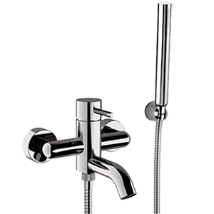 Nástěnná vanová baterie | páková | mosaz stařená mat leštěný | X STYLE + ruční sprška, hadice a úchytka