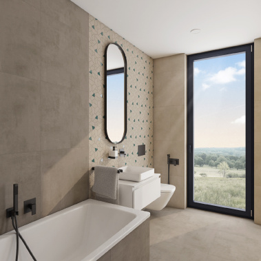 Moderní wellness koupelna HEX - Pohled od vstupu