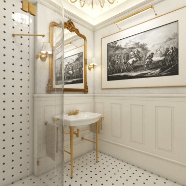 Luxusní koupelna PALACE - Pohled od toalety - studené světlo